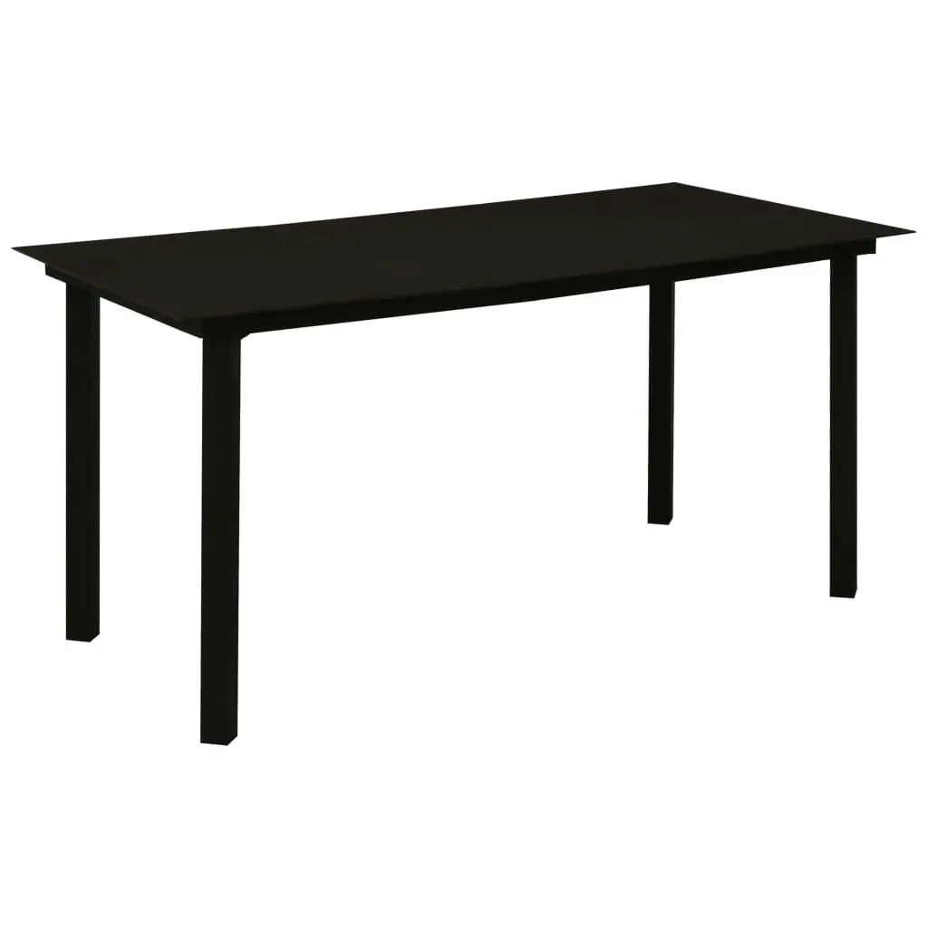 Garden Dining Table Black 150x80x74 cm Steel and Glass 312162