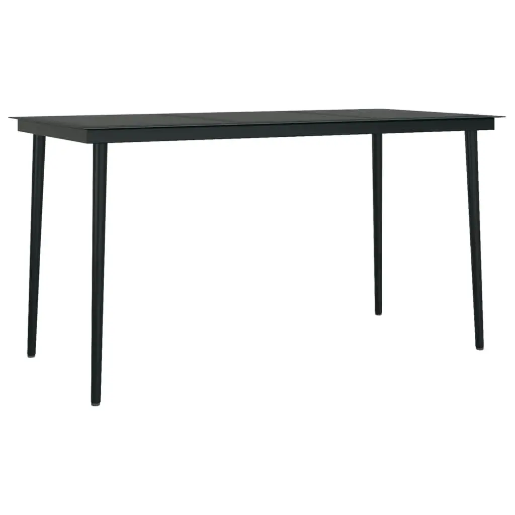 Garden Dining Table Black 140x70x74 cm Steel and Glass 318750