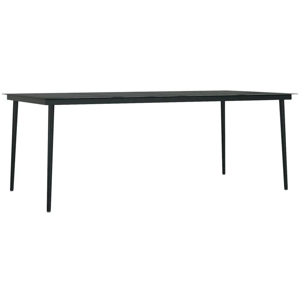 Garden Dining Table Black 200x100x74 cm Steel and Glass 3100108