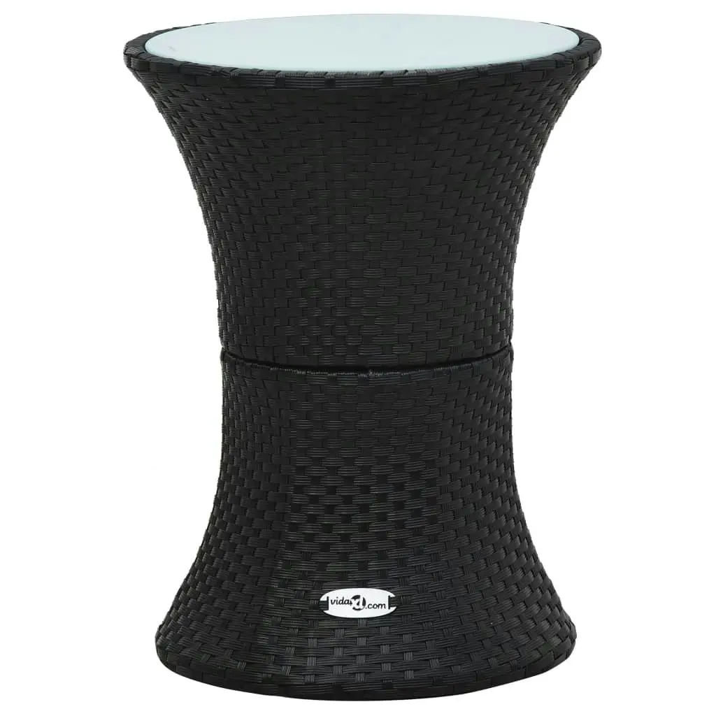 Garden Side Table Drum Shape Black Poly Rattan 48150