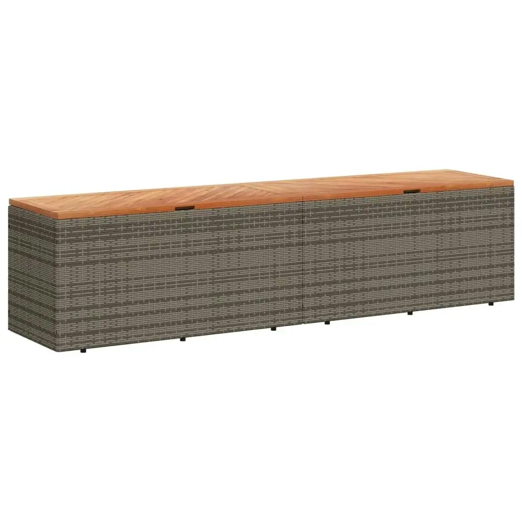 Garden Storage Box Grey 220x50x54 cm Poly Rattan Acacia Wood 365959