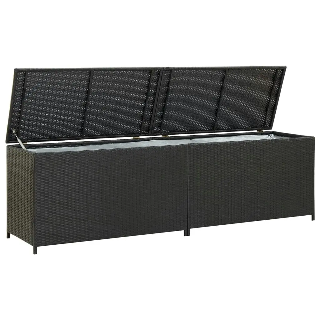 Garden Storage Box Poly Rattan 200x50x60 cm Black 46474