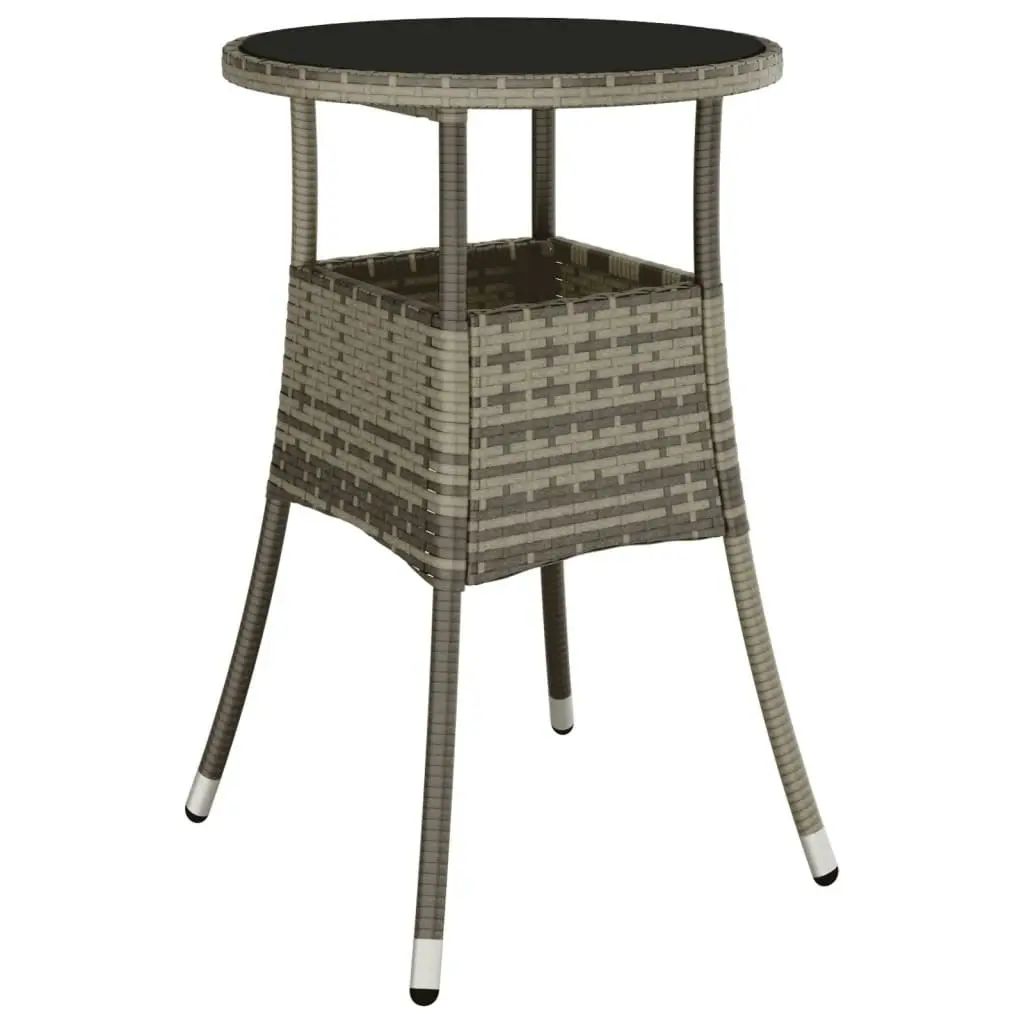 Garden Table ?0x75 cm Tempered Glass and Poly Rattan Grey 310600