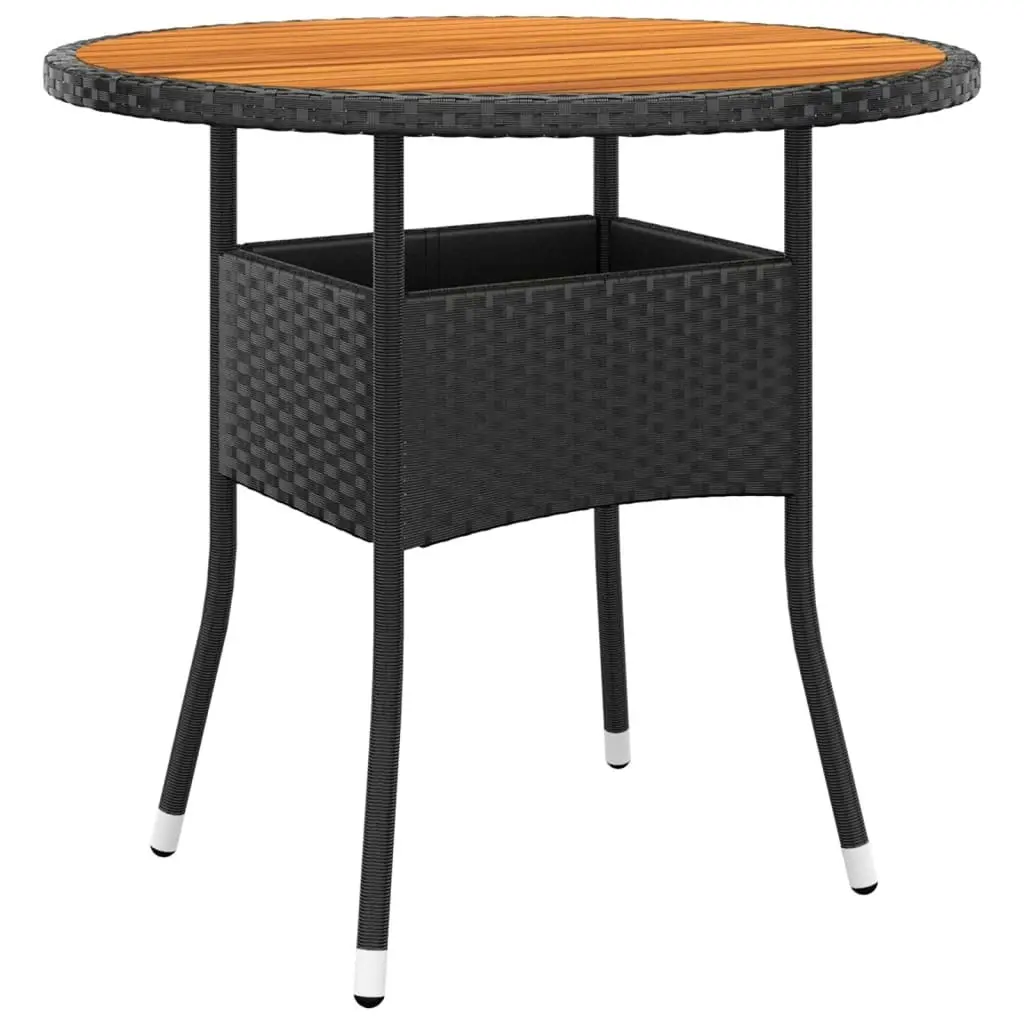 Garden Table ?0x75 cm Acacia Wood and Poly Rattan Black 310608