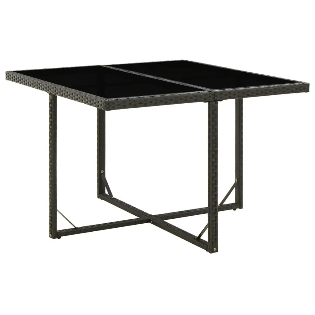 Garden Table Black 109x107x74 cm Poly Rattan and Glass 316764