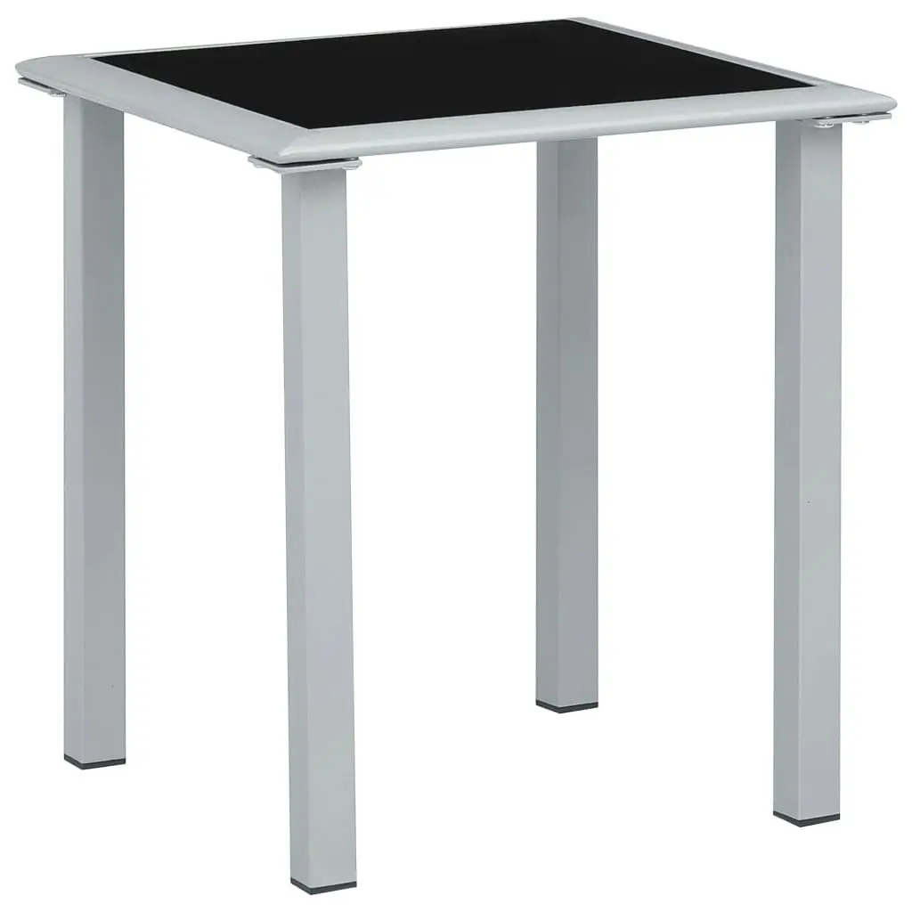 Garden Table Black and Silver 41x41x45 cm Steel and Glass 310541