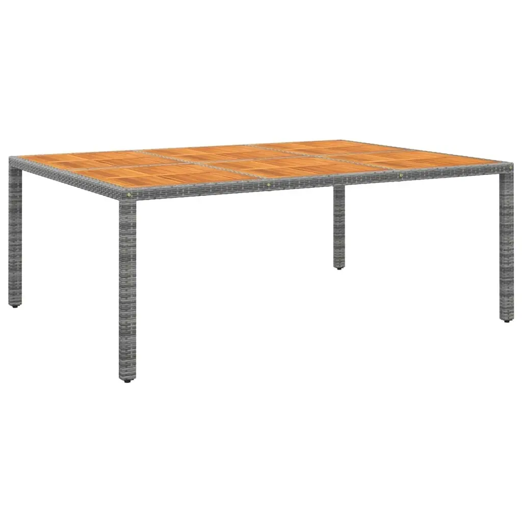 Garden Table 200x150x75 cm Acacia Wood and Poly Rattan Grey 310591