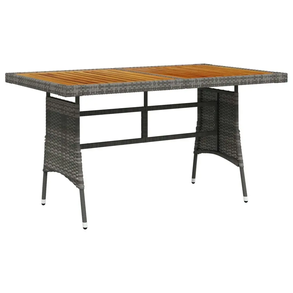 Garden Table Grey 130x70x72 cm Poly Rattan & Solid Acacia Wood 318696