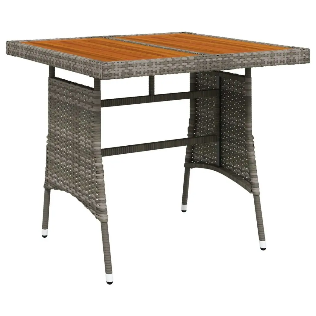 Garden Table Grey 70x70x72 cm Poly Rattan & Solid Acacia Wood 318695