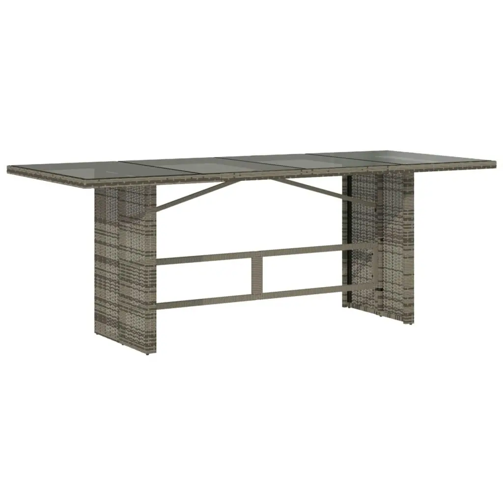 Garden Table with Glass Top Grey 190x80x74 cm Poly Rattan 365306