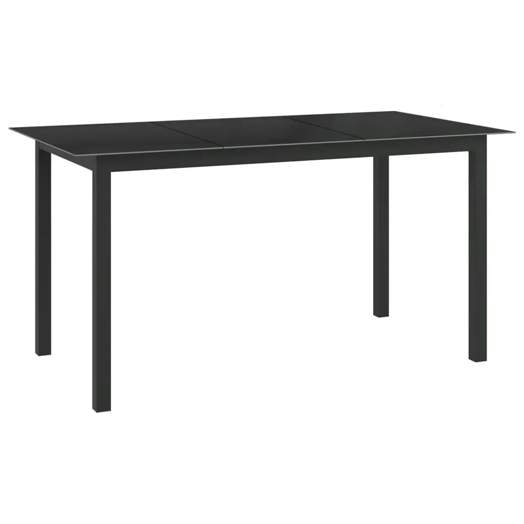 Garden Table Black 150x90x74 cm Aluminium and Glass 312201