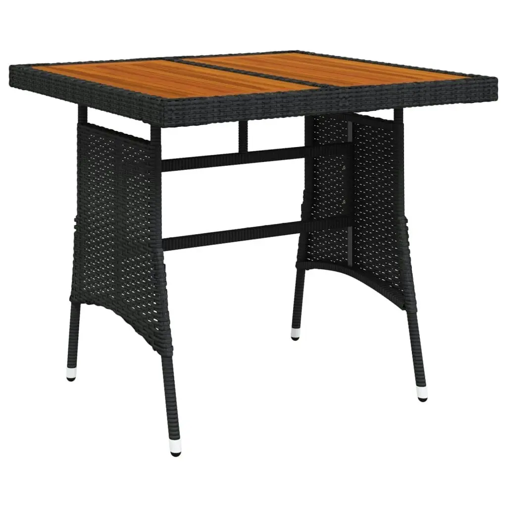 Garden Table Black 70x70x72 cm Poly Rattan & Solid Acacia Wood 318692