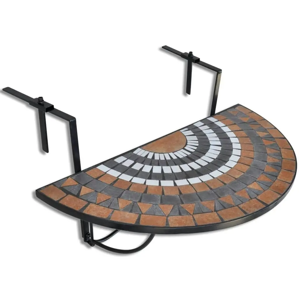 Hanging Balcony Table Terracotta and White Mosaic 41126