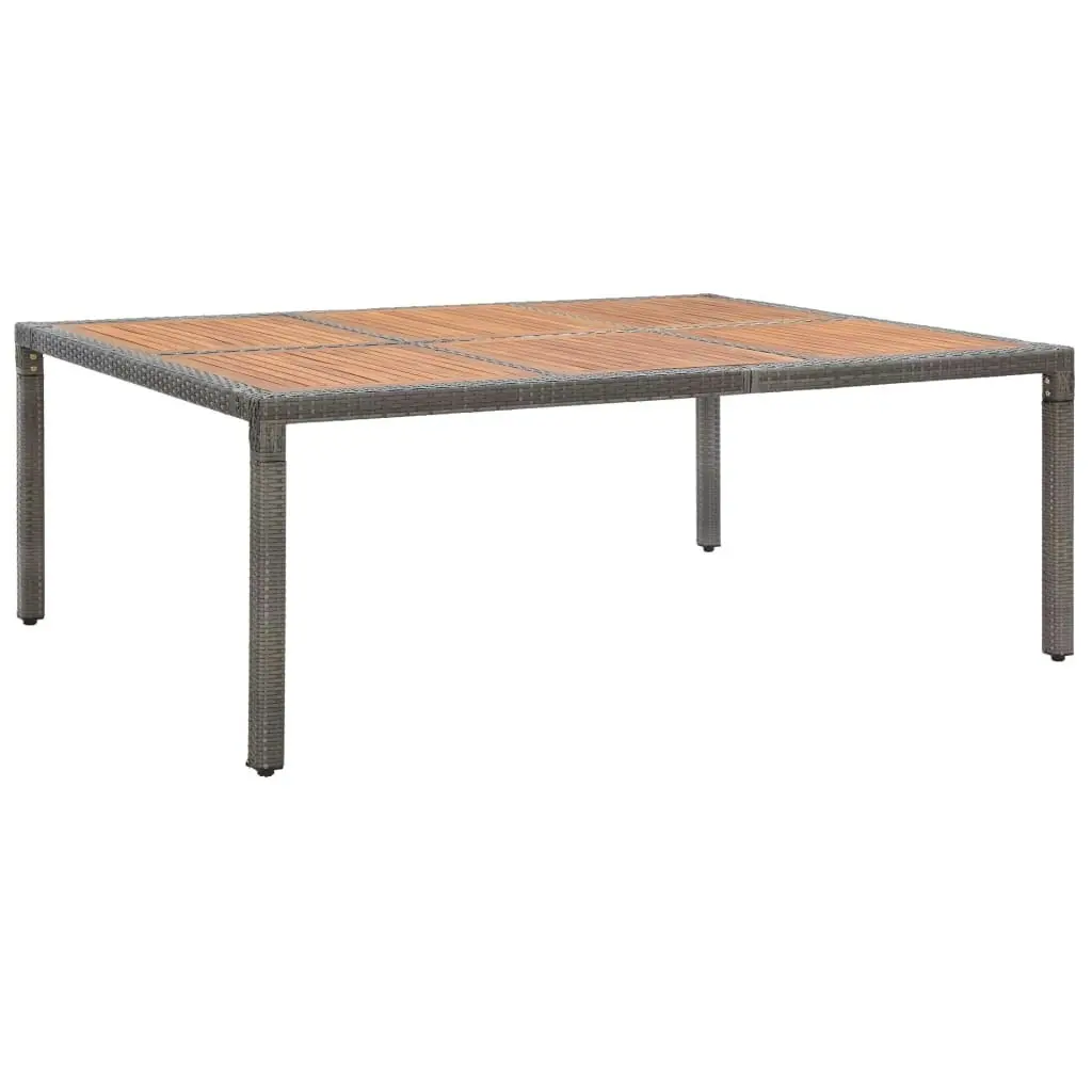 Garden Table Grey 200x150x74 cm Poly Rattan and Acacia Wood 46135