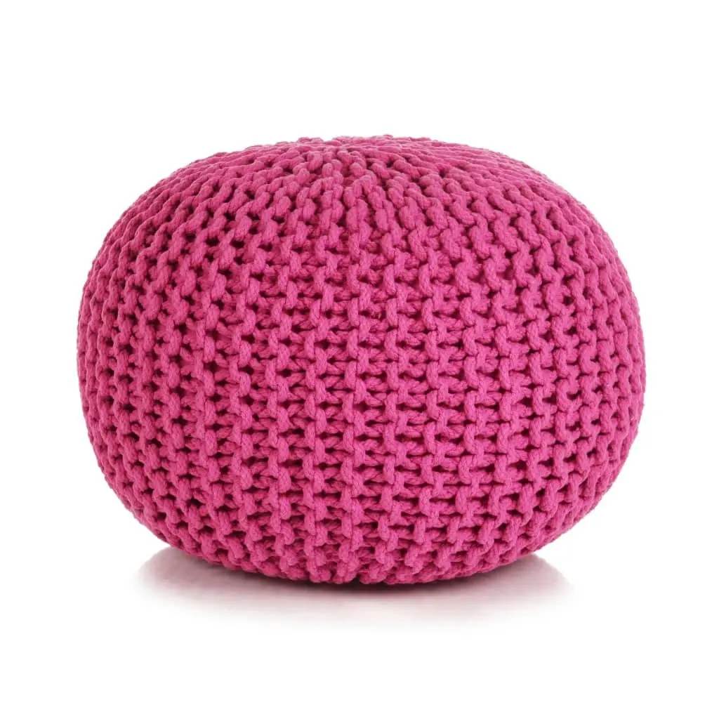 Hand-Knitted Pouffe Cotton 50x35 cm Pink 245075