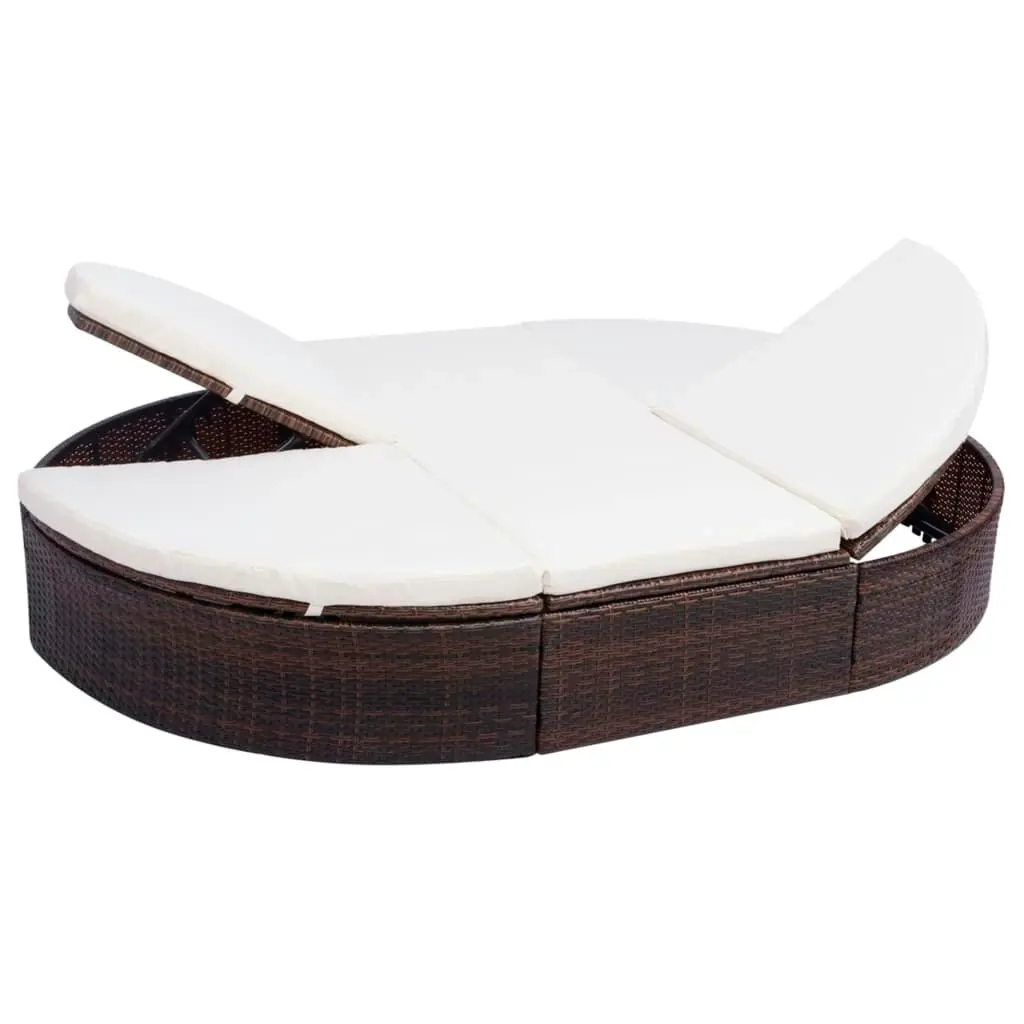 Outdoor Lounge Bed with Cushion Poly Rattan Brown 42939