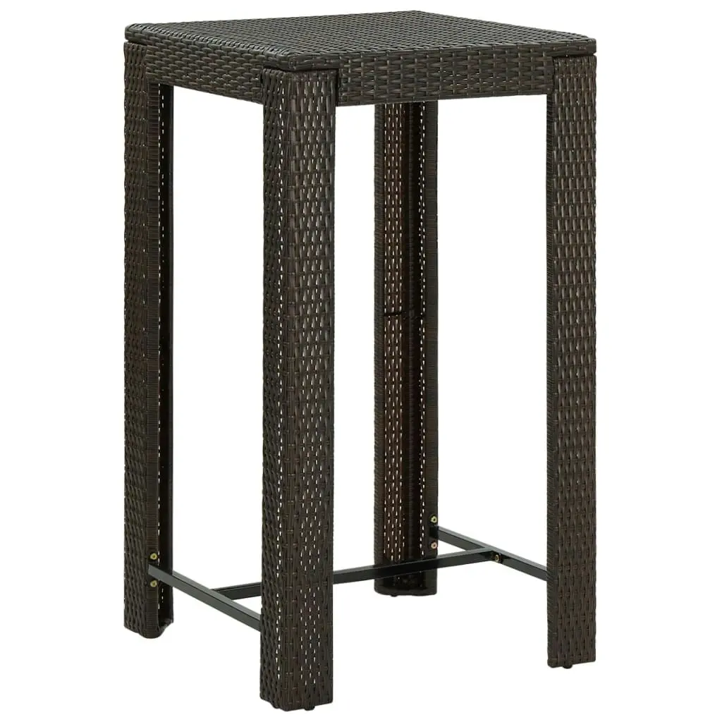 Garden Bar Table Brown 60.5x60.5x110.5 cm Poly Rattan 45870