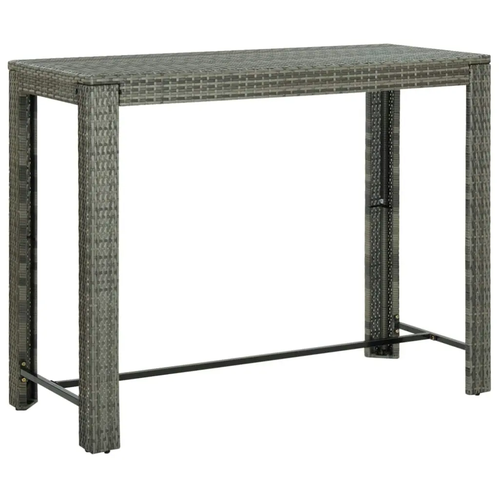 Garden Bar Table Grey 140.5x60.5x110.5 cm Poly Rattan 45878