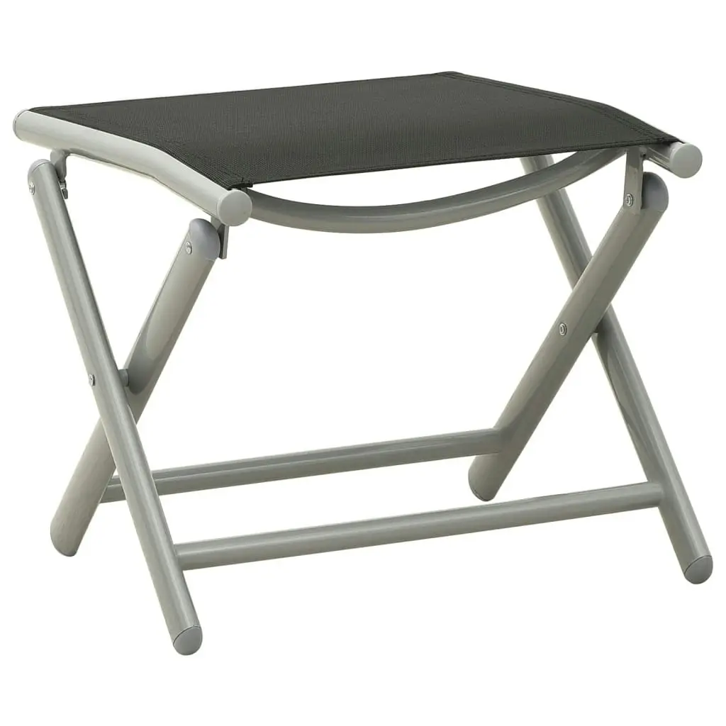 Folding Footrest Black and Silver Textilene and Aluminium 312193