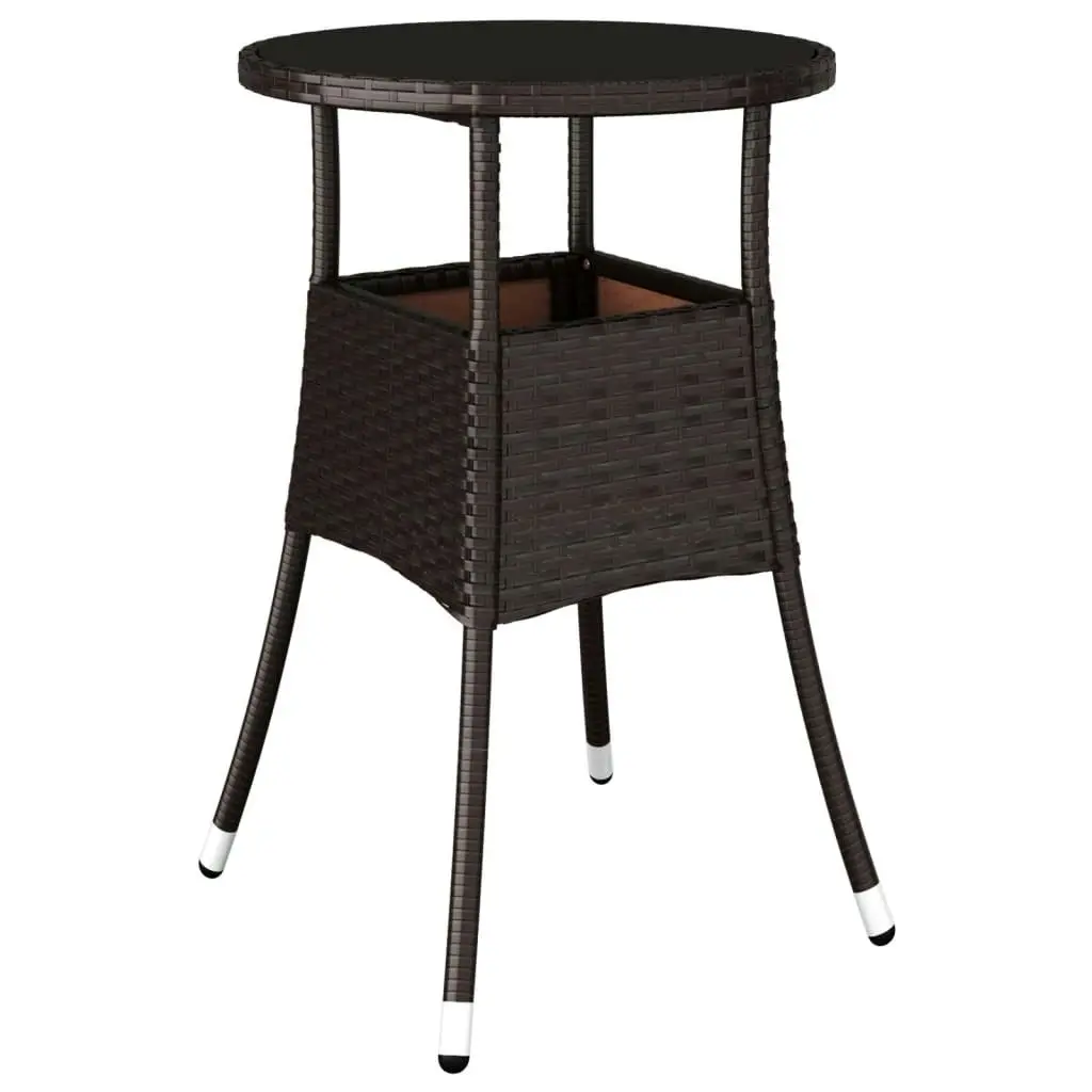 Garden Table ?0x75 cm Tempered Glass and Poly Rattan Brown 310599