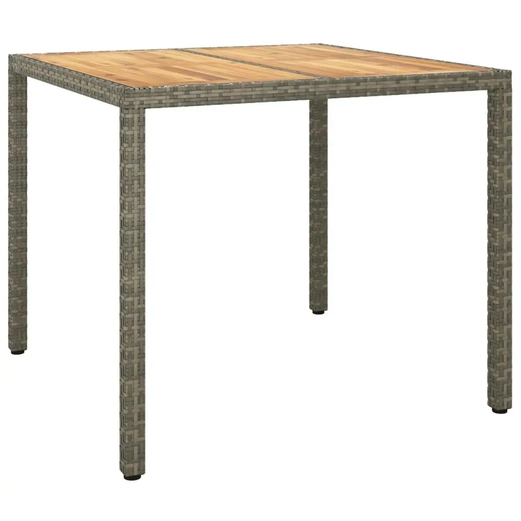 Garden Table 90x90x75 cm Poly Rattan and Acacia Wood Grey 316719