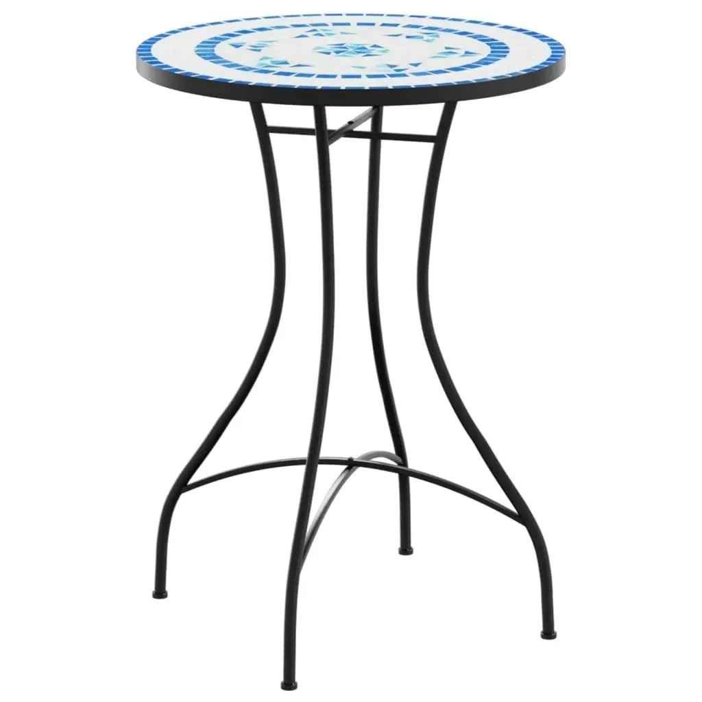 Mosaic Bistro Table Blue and White Ø50x70 cm Ceramic 4003399