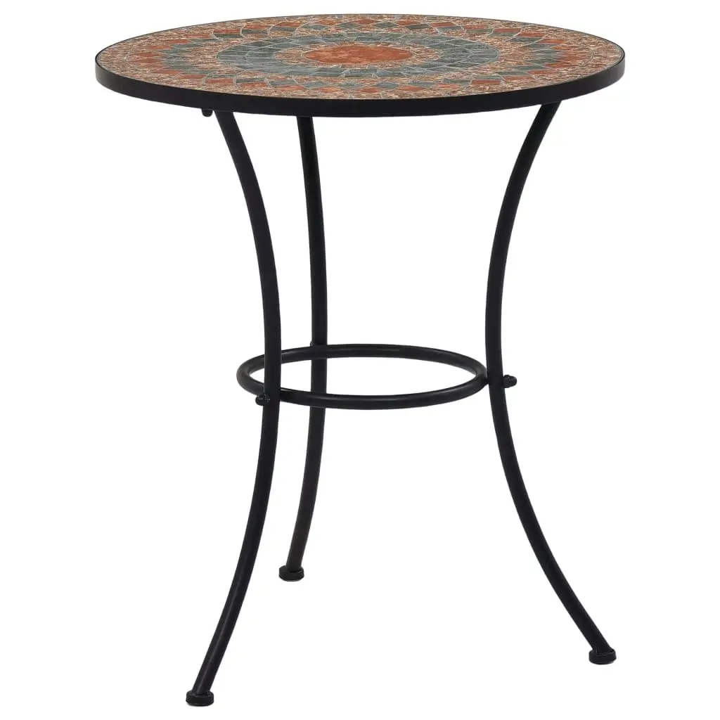 Mosaic Bistro Table Orange/Grey 60cm Ceramic 46717