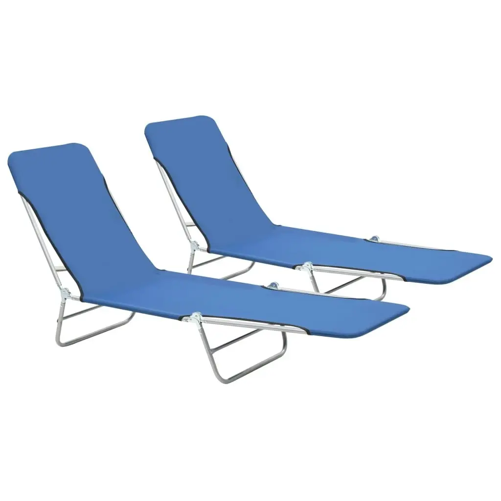 Folding Sun Loungers 2 pcs Steel and Fabric Blue 44299