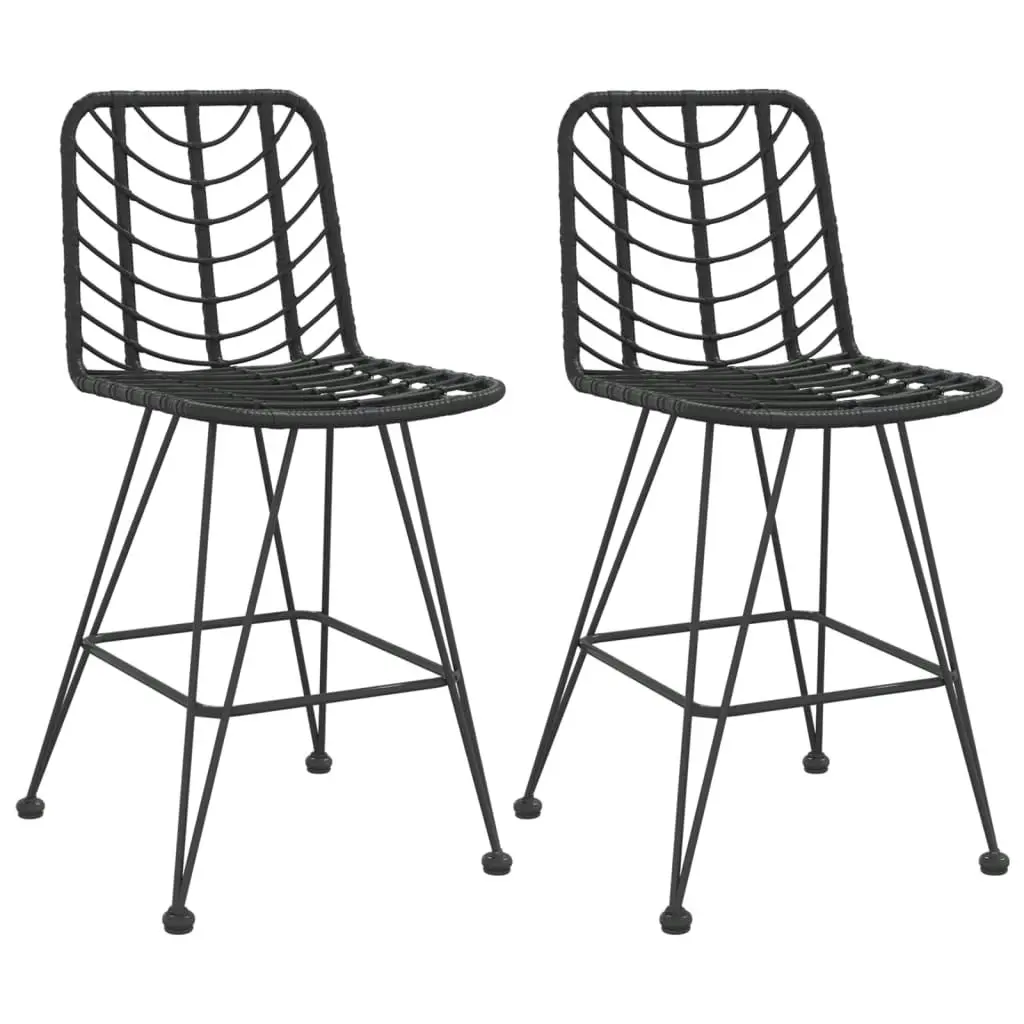 Bar Stools 2 pcs Black 45x56x103.5 cm PE Rattan and Steel 319431