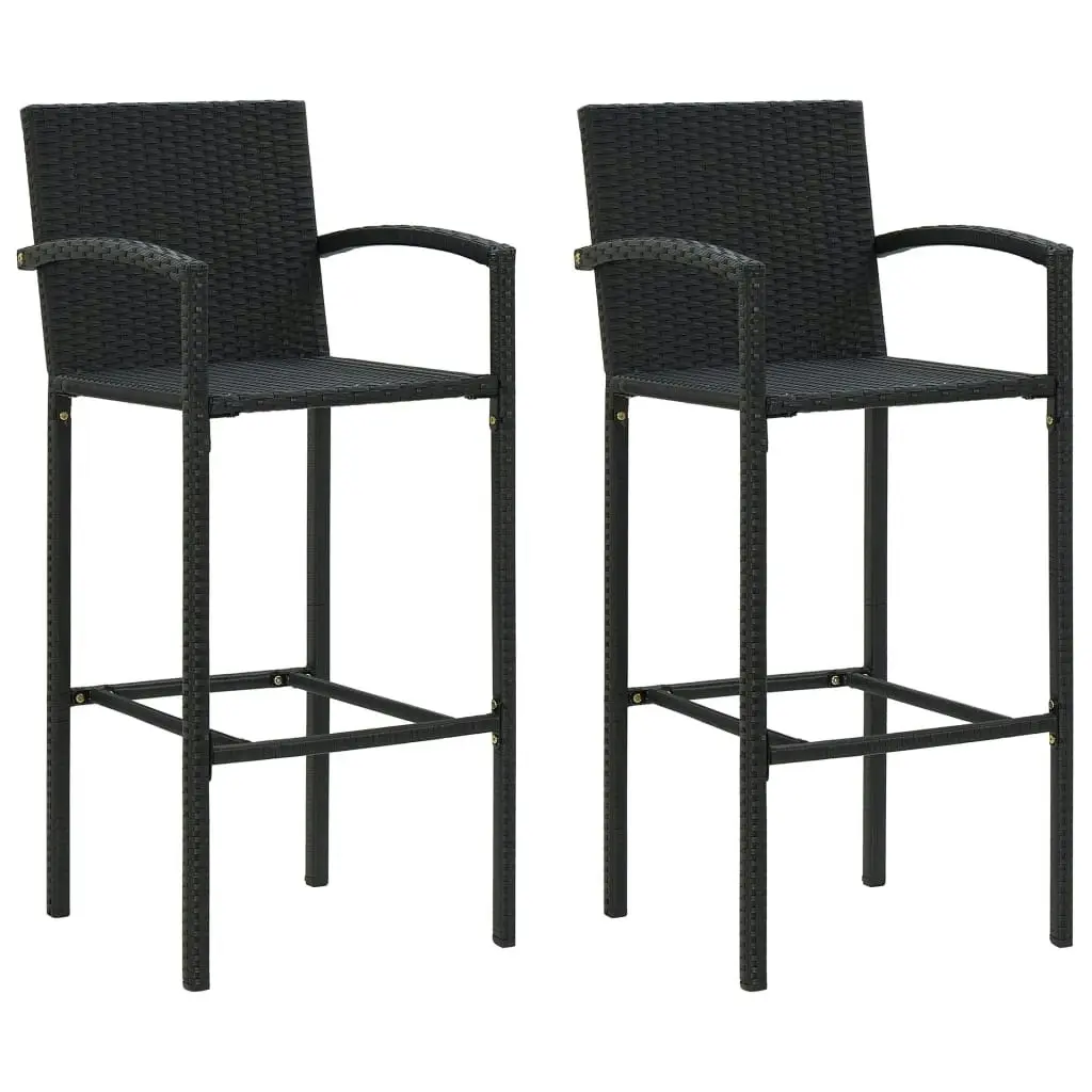 Bar Stools 2 pcs Black Poly Rattan 313452