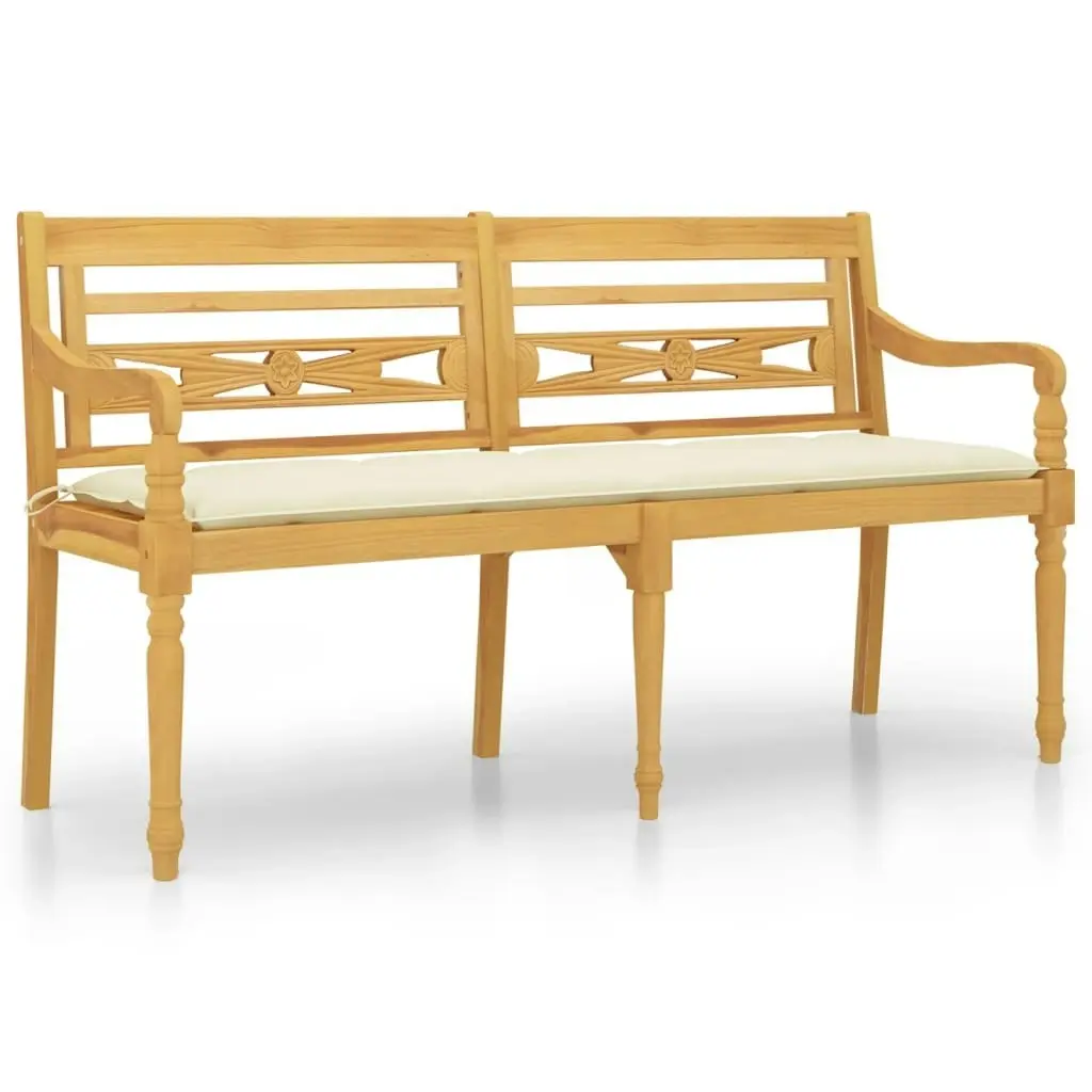 Batavia Bench with Cream Cushion 150 cm Solid Wood Teak 3100843