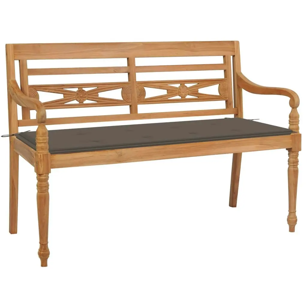 Batavia Bench with Taupe Cushion 120 cm Solid Teak Wood 3062162