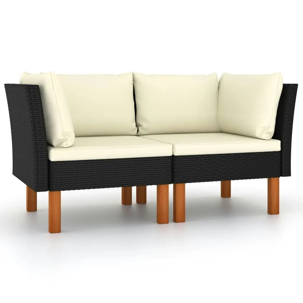 Corner Sofas 2 pcs Poly Rattan and Solid Eucalyptus Wood 315767