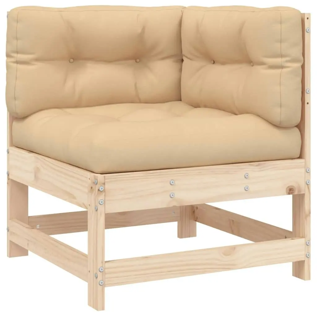 Corner Sofa with Cushions Solid Wood Pine 825541