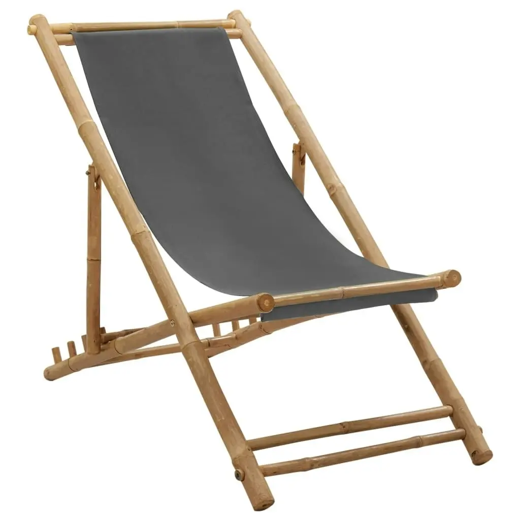 Deck Chair Bamboo and Canvas Dark Grey 313018