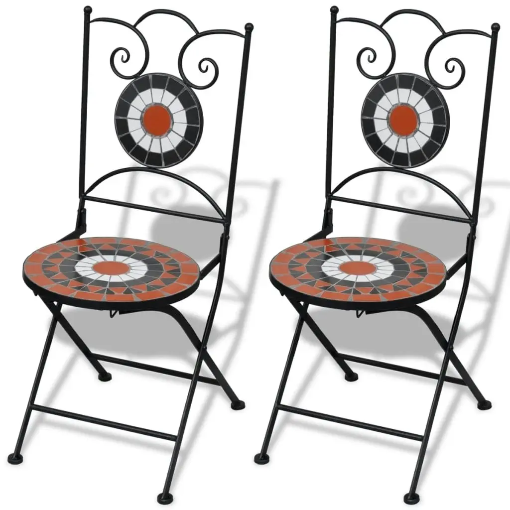 Folding Bistro Chairs 2 pcs Ceramic Terracotta and White 41535