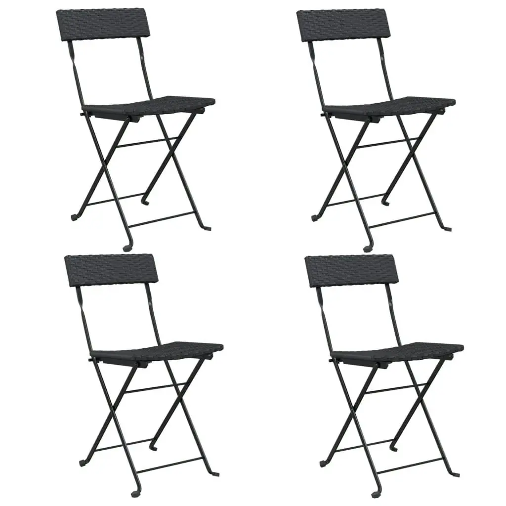 Folding Bistro Chairs 4 pcs Black Poly Rattan and Steel 3152112