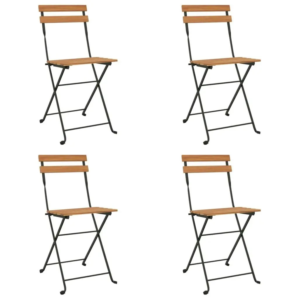 Folding Bistro Chairs 4 pcs Solid Wood Teak and Steel 319980