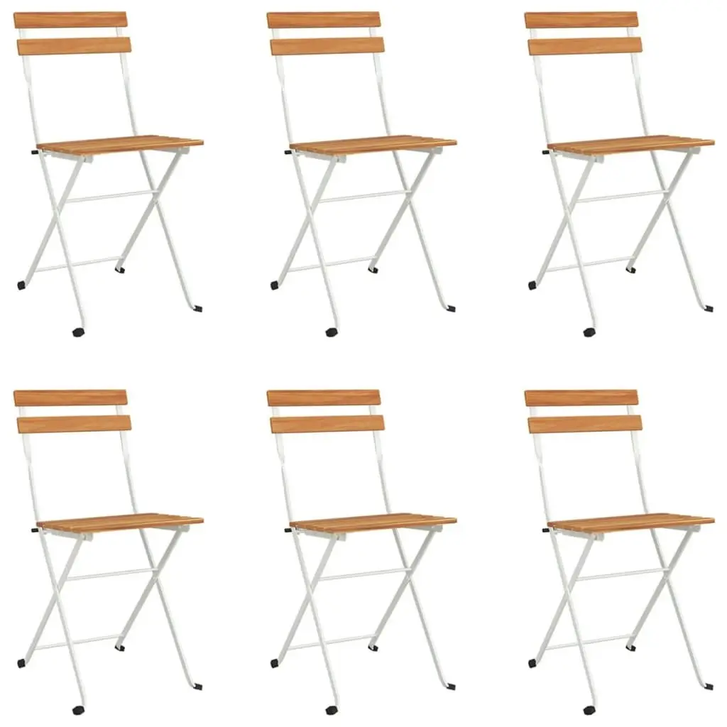 Folding Bistro Chairs 6 pcs Solid Wood Acacia and Steel 3152108