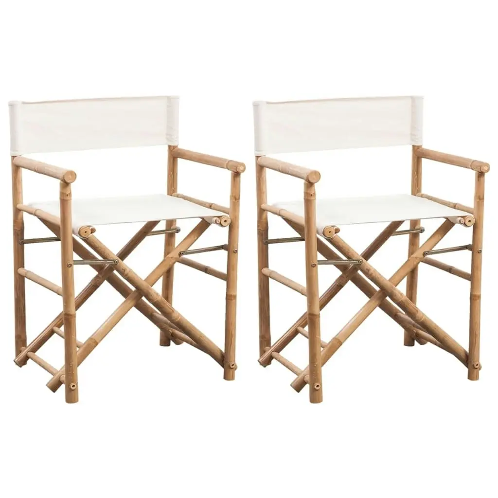 Folding Director's Chair 2 pcs Bamboo and Canvas 41895