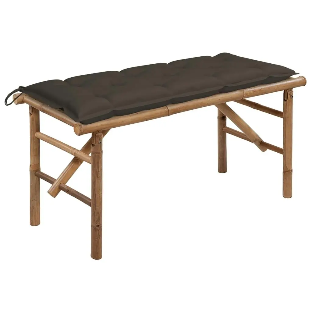 Folding Garden Bench with Cushion 118 cm Bamboo 3063872