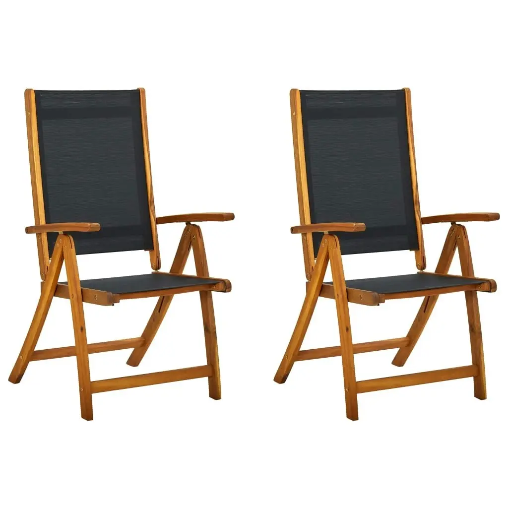 Folding Garden Chairs 2 pcs Solid Acacia Wood and Textilene 41747