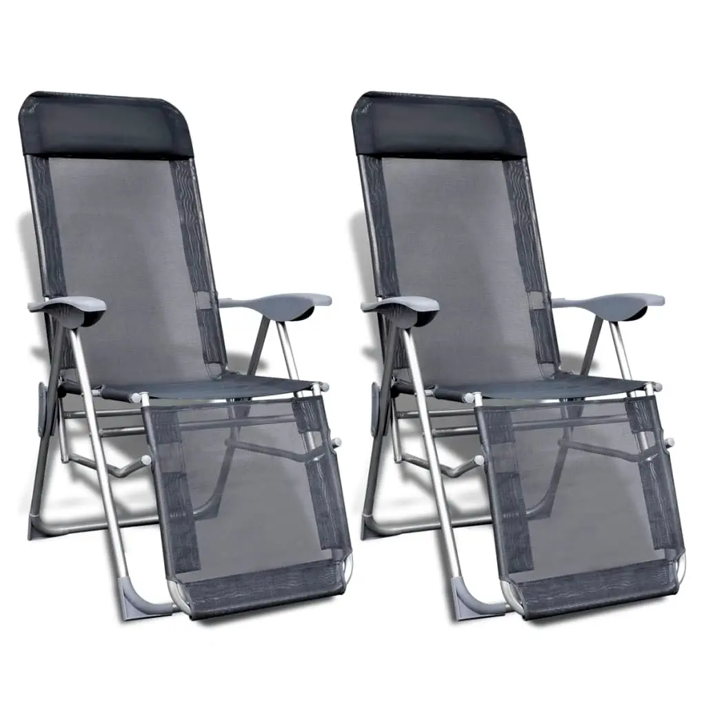 Folding Garden Chairs 2 pcs Aluminium and Textilene Grey 41332