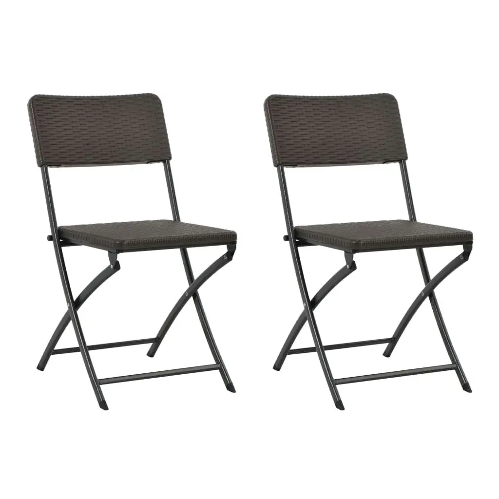 Folding Garden Chairs 2 pcs HDPE and Steel Brown 44551