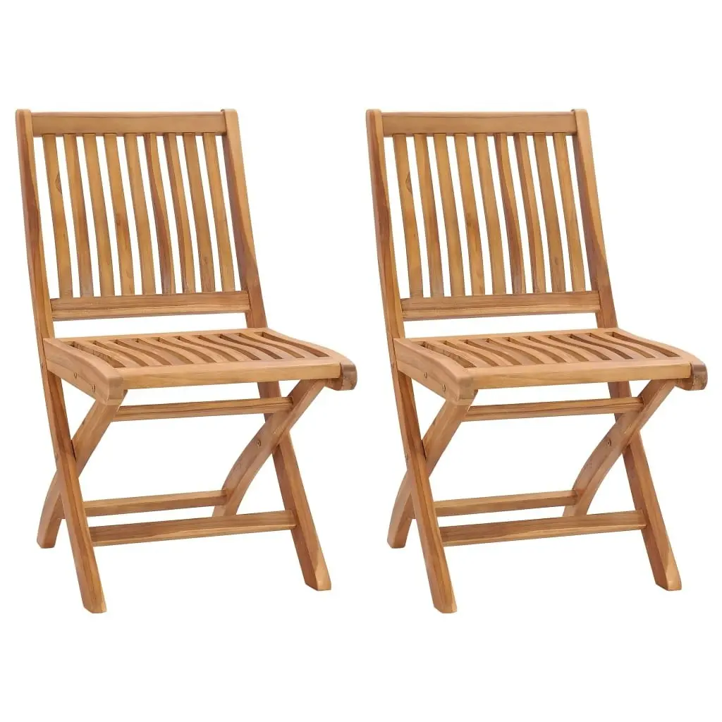 Folding Garden Chairs 2 pcs Solid Teak Wood 315105