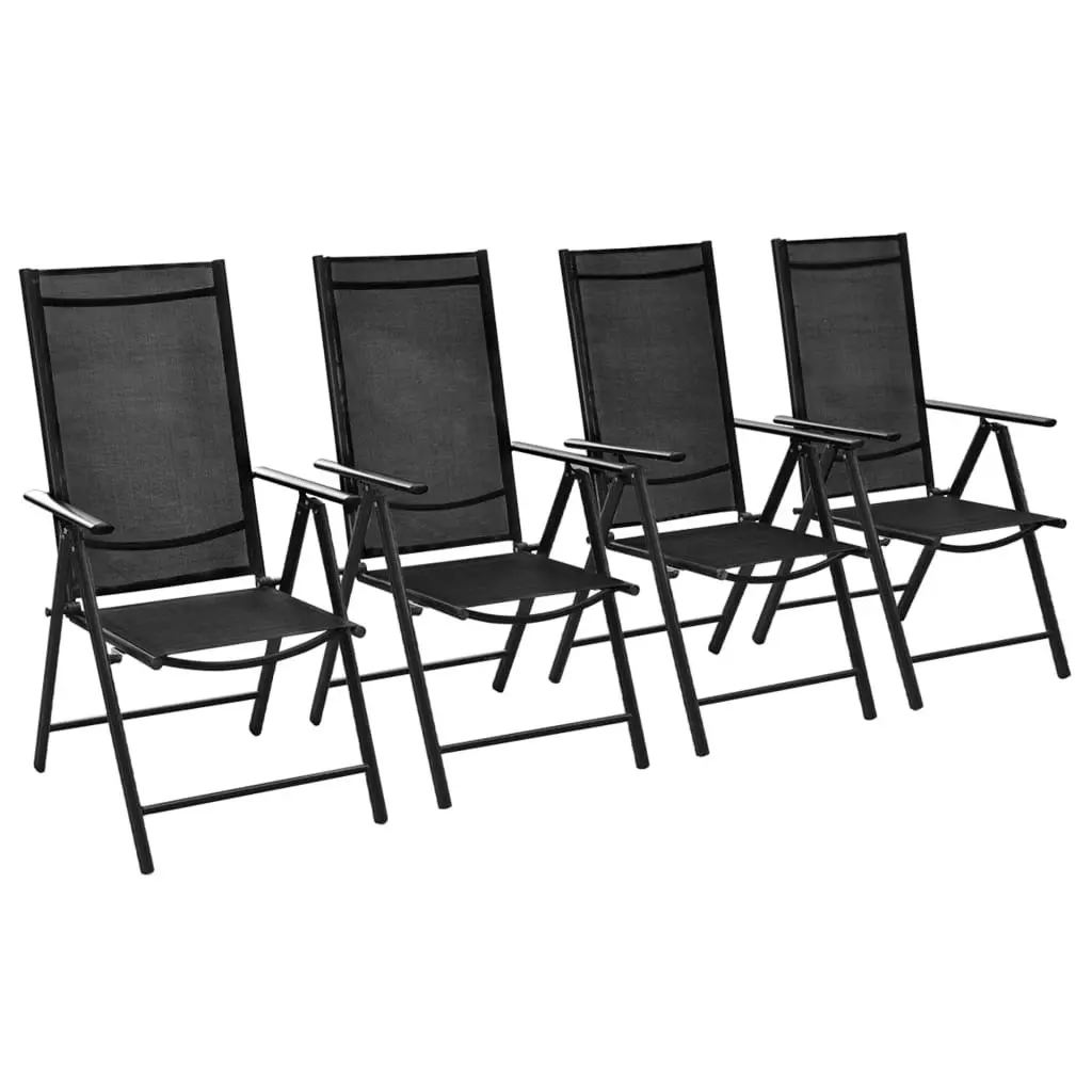 Folding Garden Chairs 4 pcs Aluminium and Textilene Black 41731