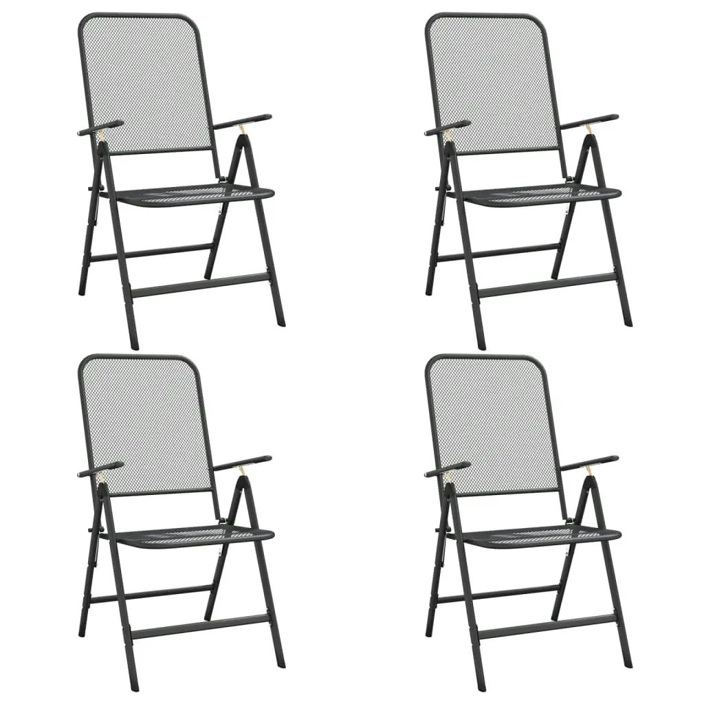 Folding Garden Chairs 4 pcs Expanded Metal Mesh Anthracite 317341