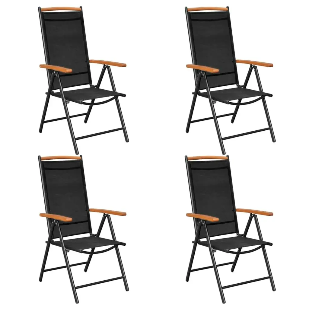 Folding Garden Chairs 4 pcs Aluminium and Textilene Black 41733