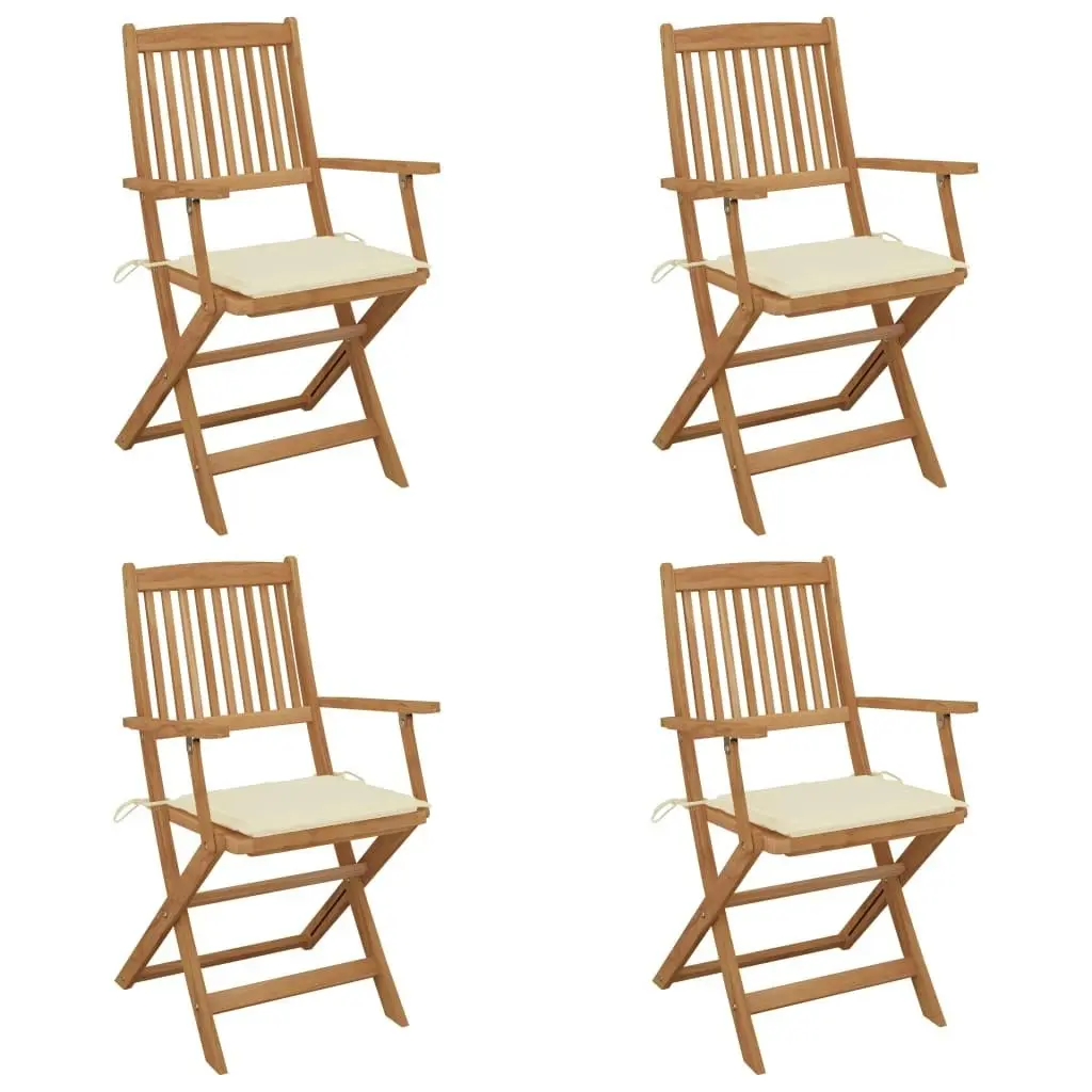 Folding Garden Chairs 4 pcs with Cushions Solid Wood Acacia 3064619