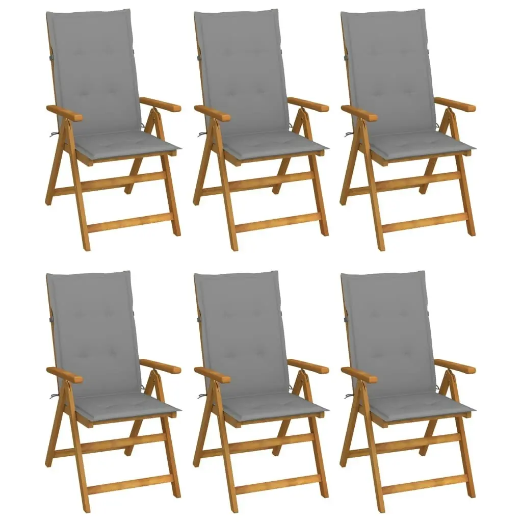 Folding Garden Chairs 6 pcs with Cushions Solid Acacia Wood 3064120